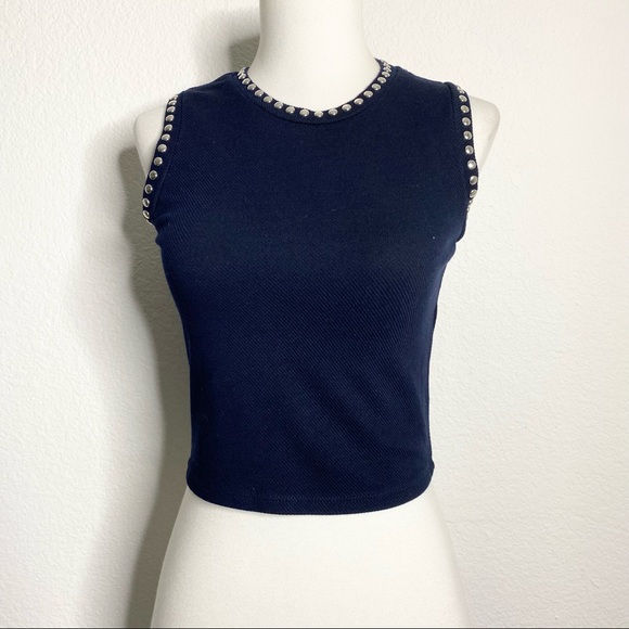 Zara Tops - ZARA Navy Studded Top